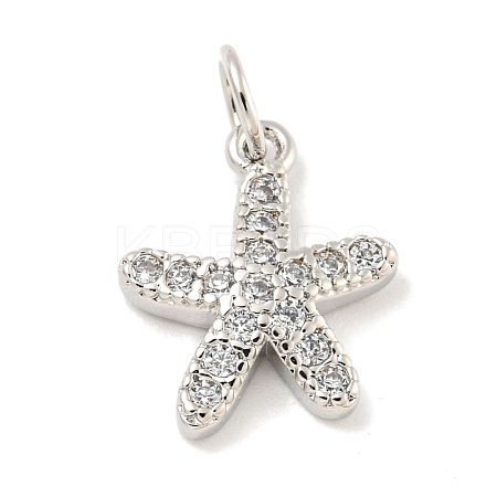Rack Plating Brass Micro Pave Clear Cubic Zirconia Pendants KK-B093-02H-P-1