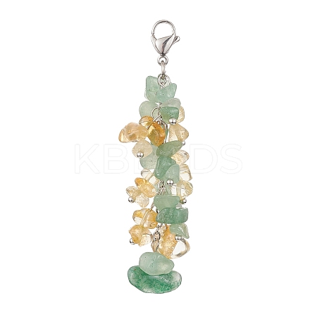 Natural Green Aventurine & Citrine Chip Beaded Pendant Decorations HJEW-JM01234-05-1