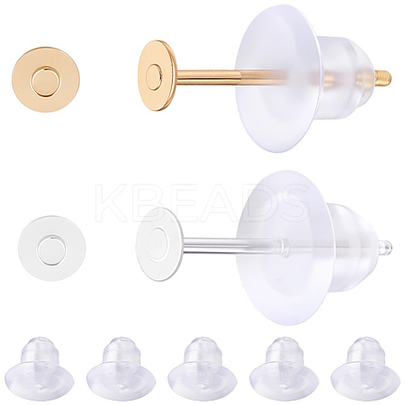 200Pcs 2 Colors 304 Stainless Steel Stud Earring Findings STAS-BBC0009-92A-1