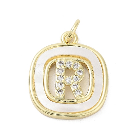 Rack Plating Brass Micro Pave Clear Cubic Zirconia Pendants KK-E102-33G-R-1