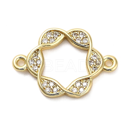 Brass Micro Pave Clear Cubic Zirconia Hollow Flower Connector Charms KK-L229-058G-1