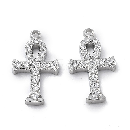 304 Stainless Steel Micro Pave Cubic Zirconia Pendants STAS-Z121-47P-02-1