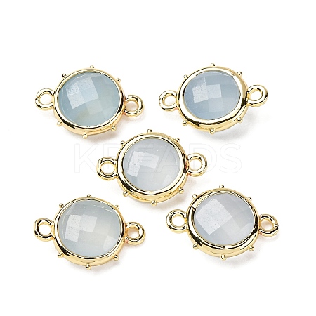 Brass Natural Natural White Jade Imitation Aquamarine Connector Charms KK-Z096-01G-05-1