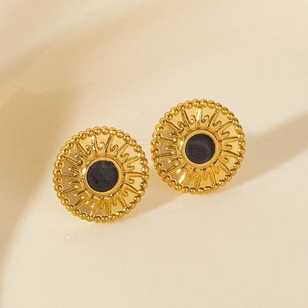 Geometric 304 Stainless Steel Sun Stud Earrings EF1718-3-1