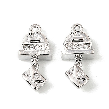 Brass Micro Pave Cubic Zirconia Pendants KK-K351-65P-1