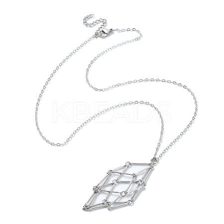 304 Stainless Steel Macrame Pouch Empty Stone Holder for Pendant Necklaces Making NJEW-JN04384-01-1