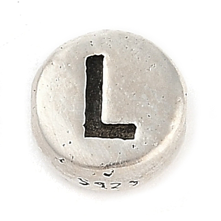 925 Sterling Silver Flat Round with Letter Beads LS-STER-G044-01AS-L-1