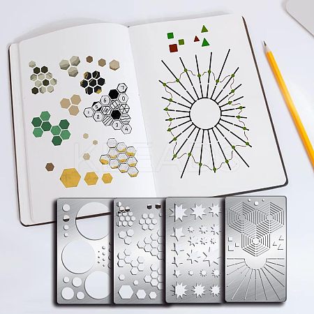 4Pcs 4 Style 304 Stainless Steel Cutting Dies Stencils DIY-FG0002-08-1