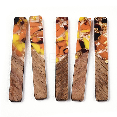 Transparent Resin & Walnut Wood Big Pendants RESI-TAC0017-70-A03-1
