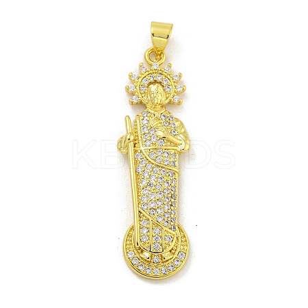Priest Rack Plating Brass Micro Pave Cubic Zirconia Pendants KK-G513-88G-1