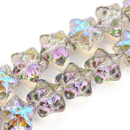 Half Rainbow Plated Electroplate Transparent Glass Beads Strands EGLA-G037-07A-HR03-1