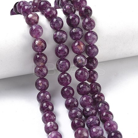 Natural Lepidolite/Purple Mica Stone Beads Strands G-C270-O05-14-1