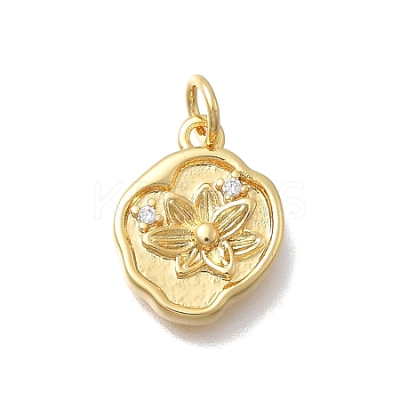 Brass Micro Pave Cubic Zirconia Charms KK-D431-047G-02-1