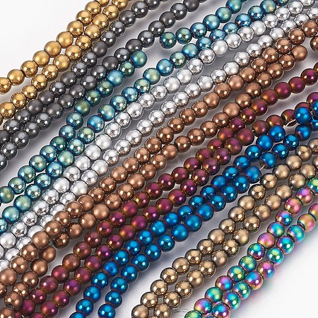 Electroplate Non-Magnetic Synthetic Hematite Beads Strands G-F585-B-4mm-1