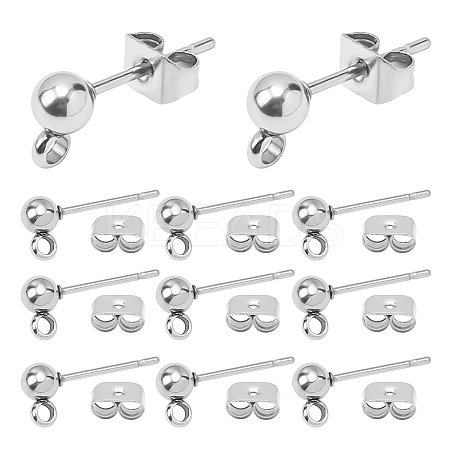304 Stainless Steel Stud Earring Findings STAS-PH0001-09P-1