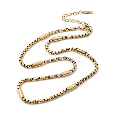 304 Stainless Steel Column Box Chain Necklaces LS-NJEW-D350-02G-1