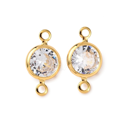 Brass Pave Clear Cubic Zirconia Connector Charms KK-Z121-06G-05-1