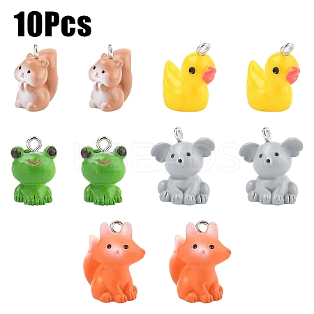 10Pcs 5 Styles Opaque Resin Pendants RESI-YW0004-22B-1