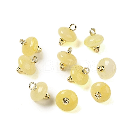 Natural Yellow Aventurine Rondelle Charms with Rack Plating Brass Loops G-G110-05B-10-1