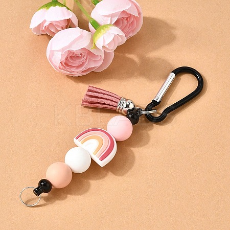 Silicone & Faux Suede Tassel Pendant Decoration HJEW-YW00100-02-1