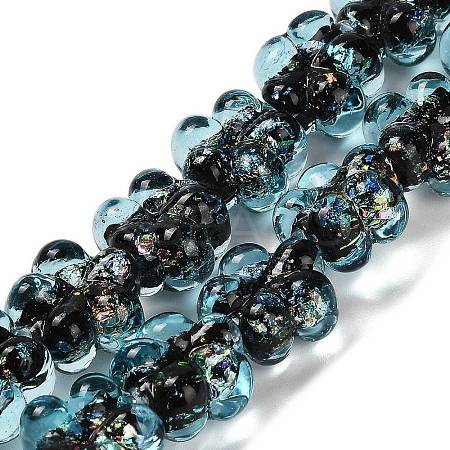 Handmade Dichroic Foil Glass Beads Strands DICH-U001-04E-1