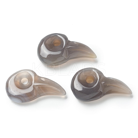 Natural Grey Agate Carved Pendants G-H089-01A-1