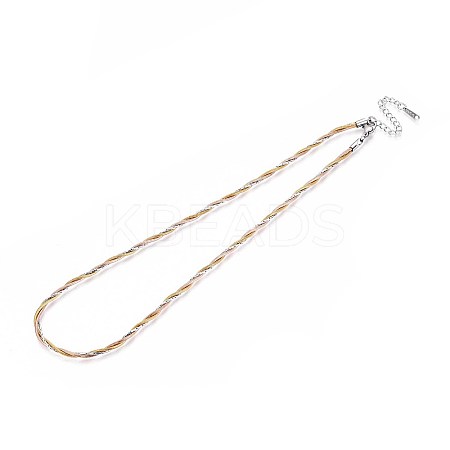2.5MM 3-Color 304 Stainless Steel Twisted Round Snake Chain & Boston Link Chain Necklaces NJEW-N058-15GPRG-1