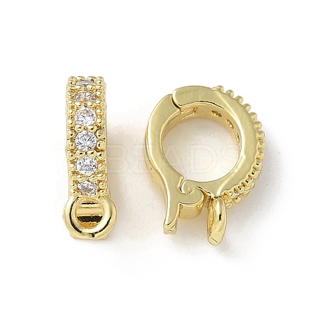 Brass Clear Cubic Zirconia Fold Over Clasps KK-A236-14G-1
