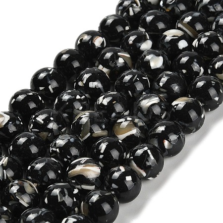 Assembled Synthetic Stone and Trochus Shell Beads Strands G-B128-08D-04-1