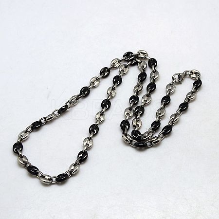 Fashionable 304 Stainless Steel Coffee Bean Chain Necklaces NJEW-I008-34C-1