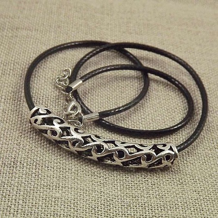 Jewelry Miao Yin Cang Yin Rose Hollow Bend Black Leather Rope Little Fish Lotus Female Short Necklace IZ4680-9-1