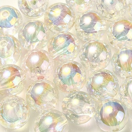 UV Plating Transparent Rainbow Iridescent Acrylic Beads TACR-D010-07B-1