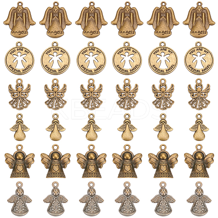 60PCS 6Style Angel Tibetan Style Alloy Pendants TIBEP-PH0001-64-1