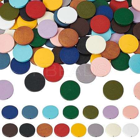 150Pcs 15 Colors Painted Natural Wood Beads WOOD-PH0003-36-1
