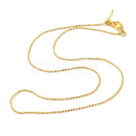 1mm Rack Plating Brass Ball Chain Adjustable Slider Necklaces for Women Men MAK-L044-51G-1