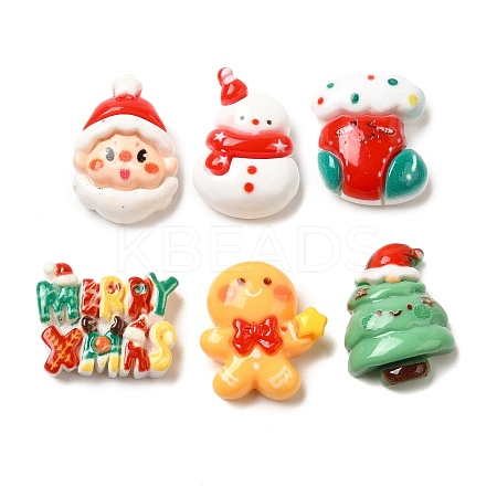 Christmas Theme Opaque Resin Cabochons RESI-B028-01A-1