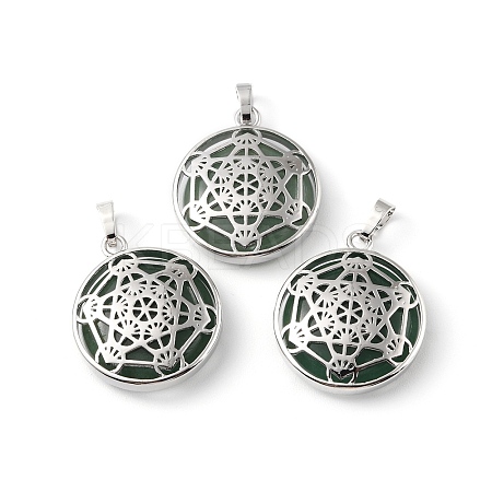Natural Green Aventurine Pendants G-P498-04P-28-1