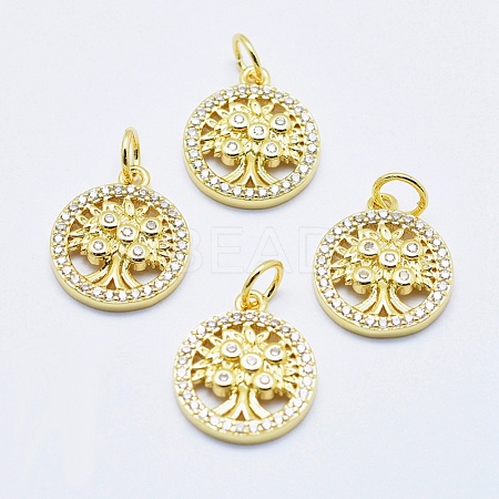 Brass Micro Pave Clear Cubic Zirconia Charms ZIRC-J040-10G-NR-1