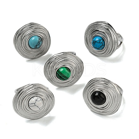 304 Stainless Steel Open Cuff Rings STAS-Z060-13P-1