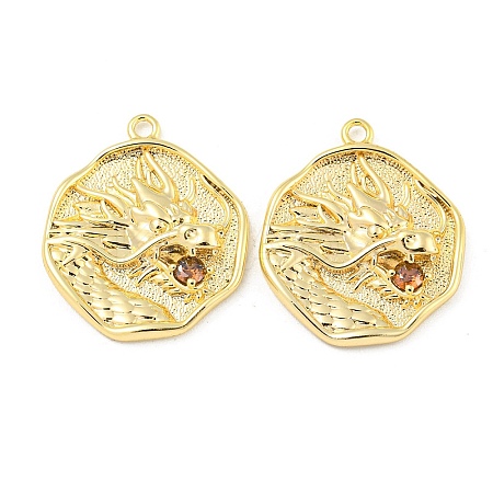 Brass Micro Pave Cubic Zirconia Pendants KK-P258-19G-02-1