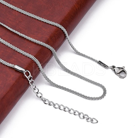304 Stainless Steel Mesh Chain Necklaces for Women Men NJEW-P321-01P-1