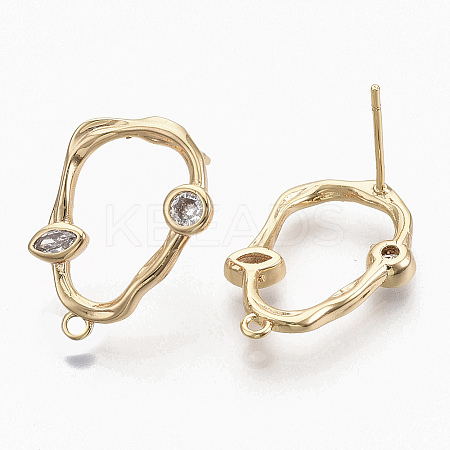 Brass Cubic Zirconia Stud Earring Findings X-KK-S354-229-NF-1
