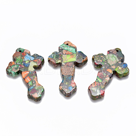 Synthetic Imperial Jasper Big Pendants G-R457-06D-1