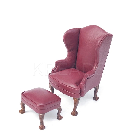 Single and Double Imitation Leather Sofas with Footrests for Dollhouse Miniature Furniture Model PW-WG96598-05-1