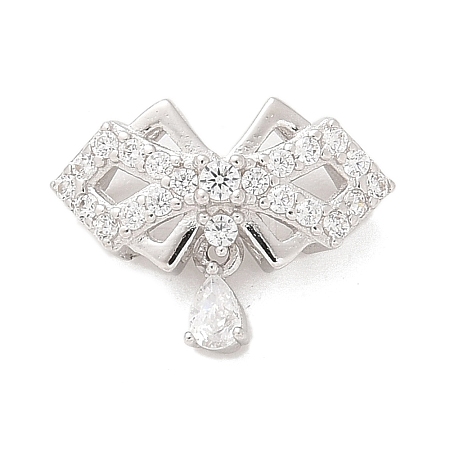 925 Sterling Silver Clear Cubic Zirconia Bowknot with Teardrop Multi-Strand Links STER-M094-01P-1
