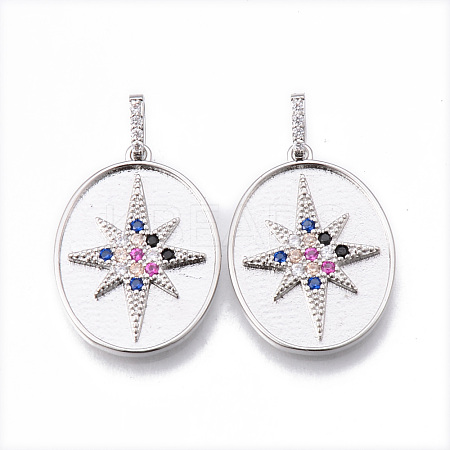 Brass Micro Pave Cubic Colorful Zirconia Pendants KK-N232-170P-NF-1