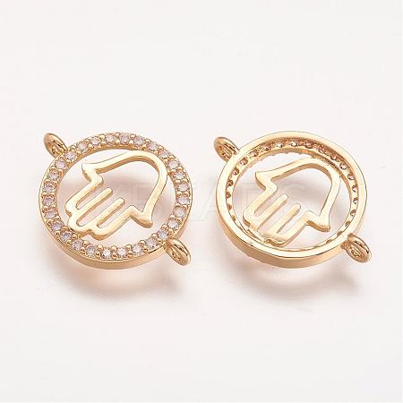 Brass Micro Pave Grade AAA Cubic Zirconia Links ZIRC-P058-03G-NR-1