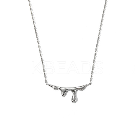 304 Stainless Steel Melting Drop Pendant Necklaces for Women PW-WG47804-02-1