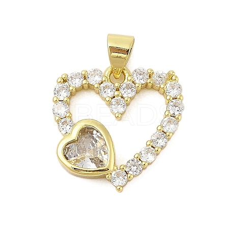 Rack Plating Brass Micro Pave Cubic Zirconia Pendants KK-Z074-48G-1