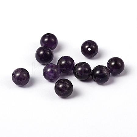 Natural Amethyst Round Beads X-G-P072-48-8mm-1